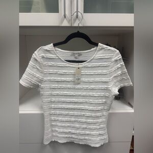 Francesca's Collections White Lace Striped Tee